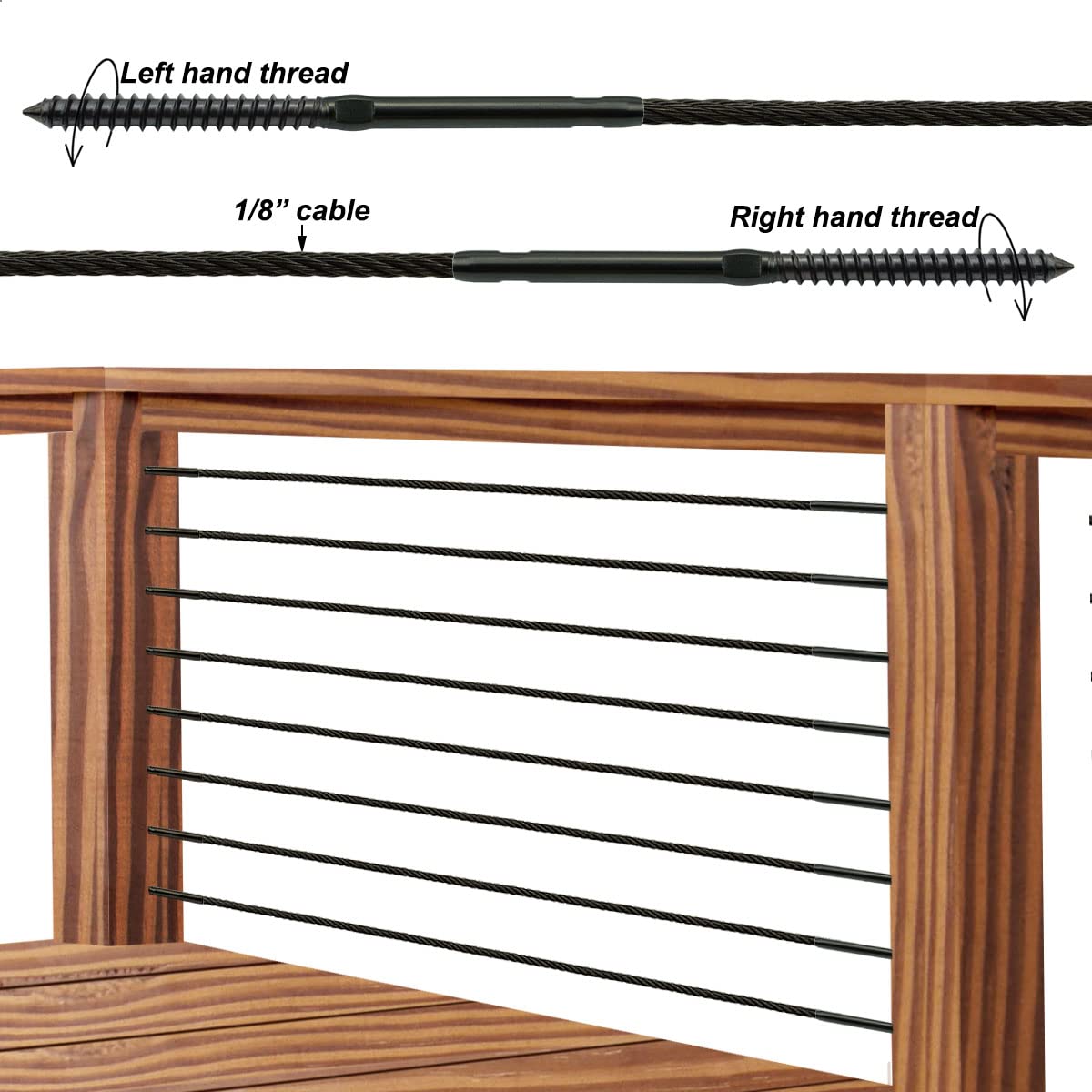 Black Cable Railing Hardware Kit, 10 Pairs T93136
