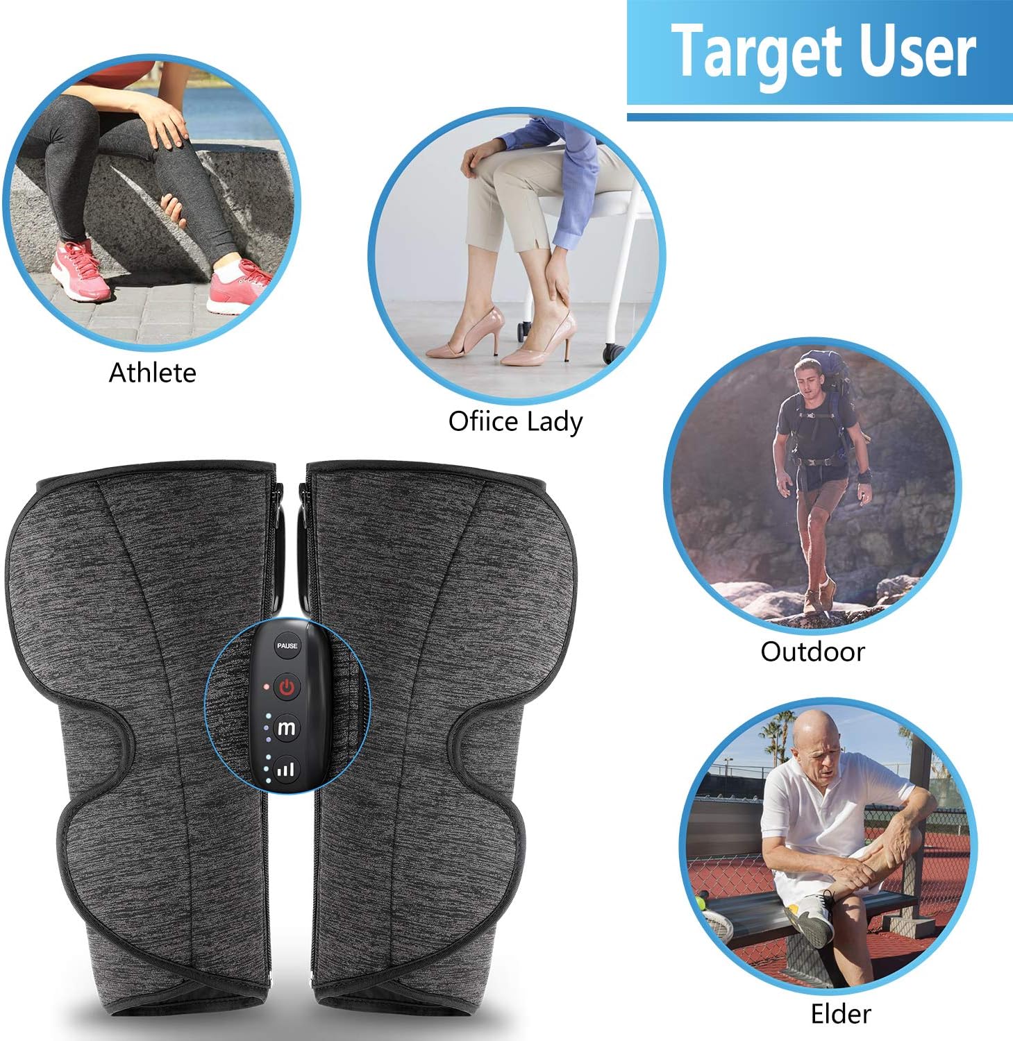Rechargeable Air Compression Calf Massager (A Pair) E1717