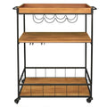 Brown Bar Serving Cart Wood Metal Serving Trolley P5151