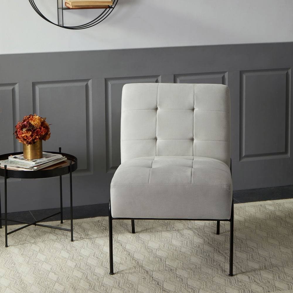 Walnut Faux Leather Armless Accent Chair O104