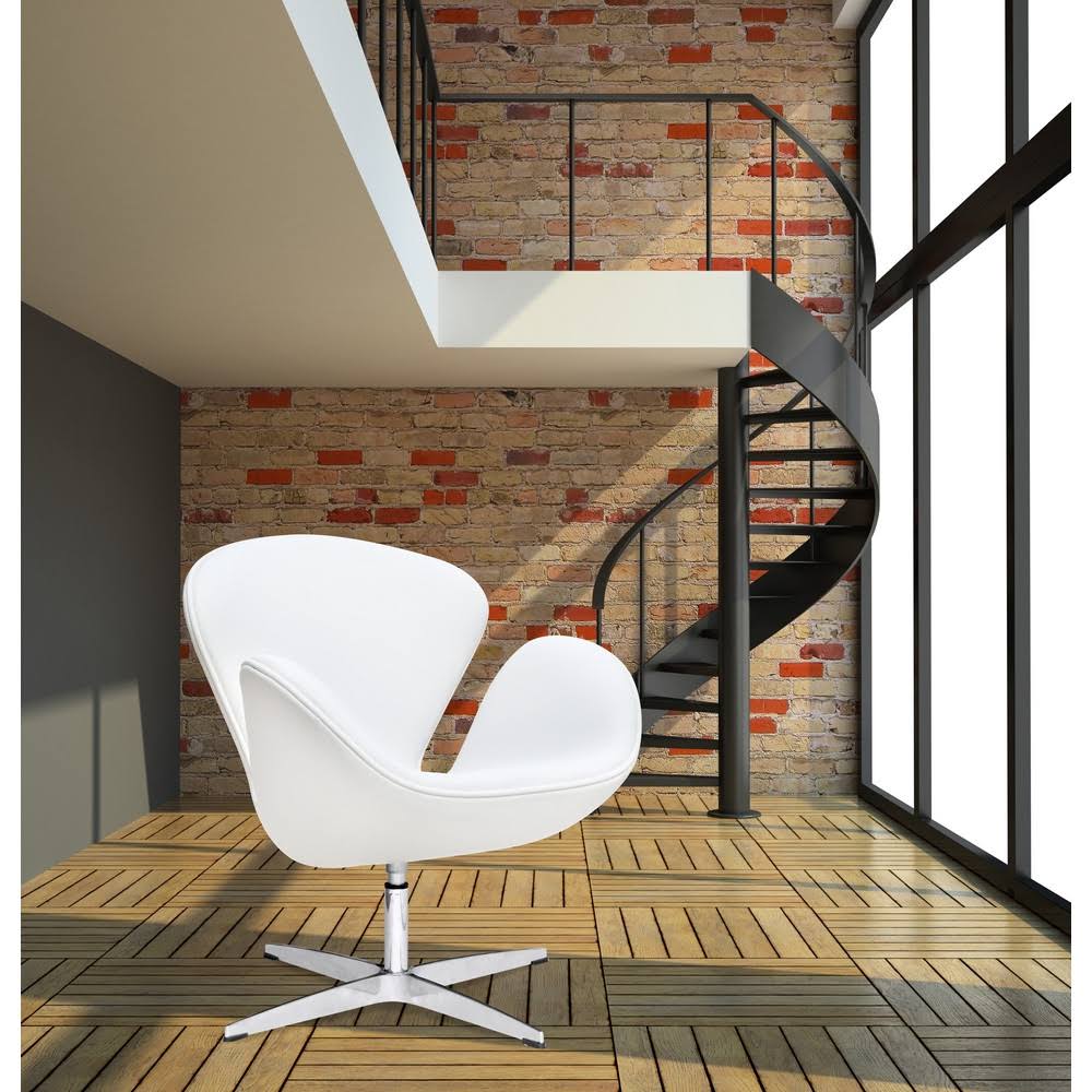 White Leather Swan Chair Z923147