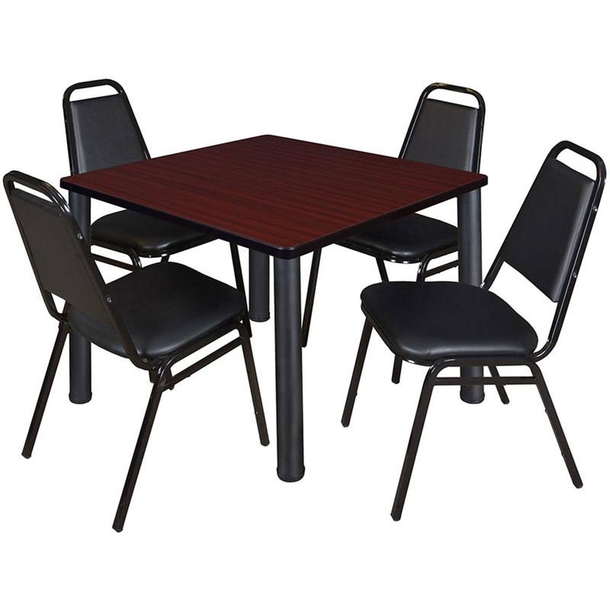 36 in. Breakroom Table with 4 Restaurant Stack Chairs M373671