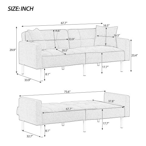 Linen Convertible Folding Futon Sofa Bed Z5464