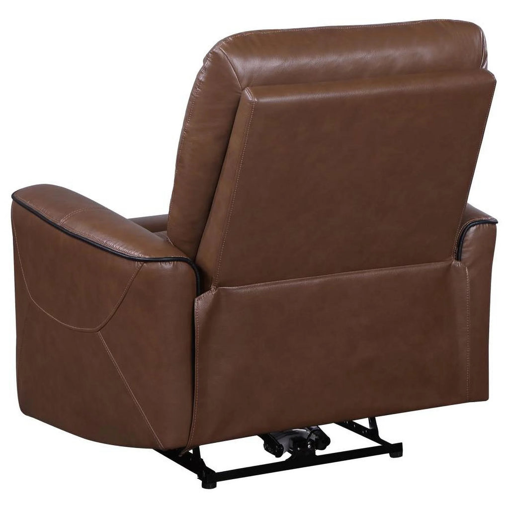 Saddle Brown Upholstered Power Recliner Chair Q647647