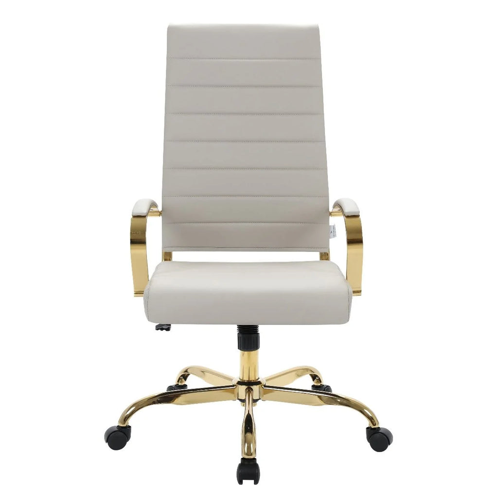 Tan Leather Swivel Office Chair with Gold Frame Z23209