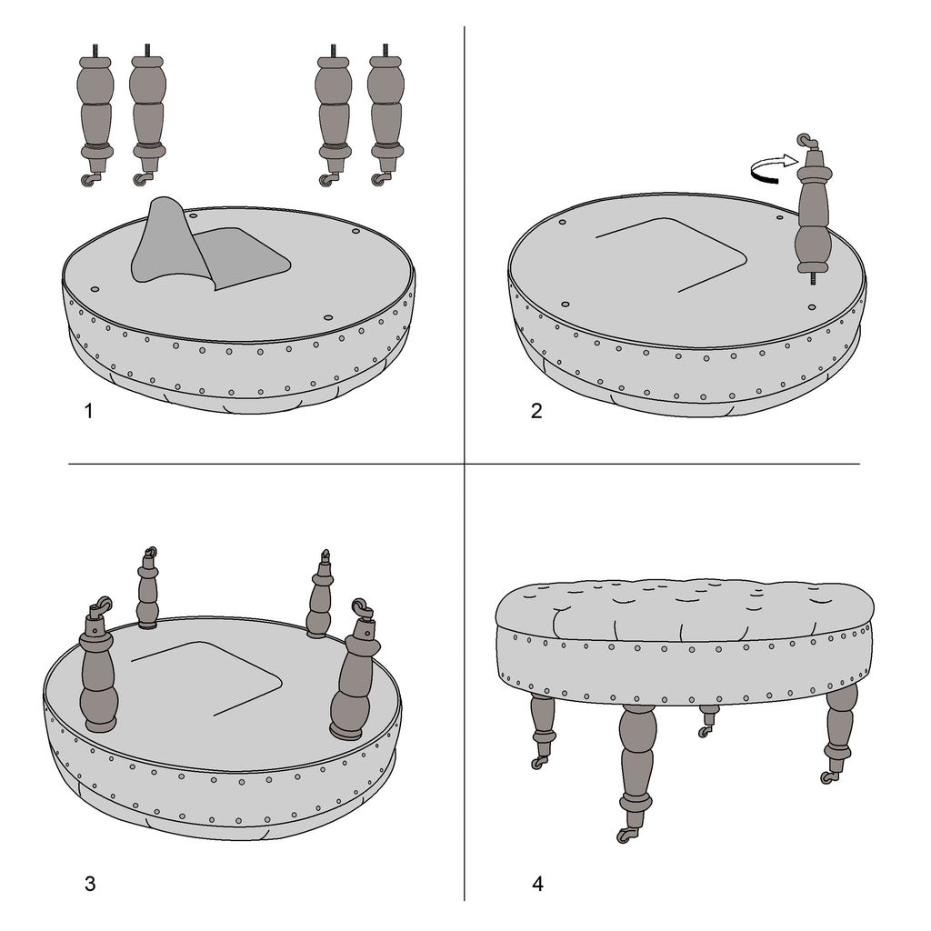 Textured Velvet Round Ottoman J43689