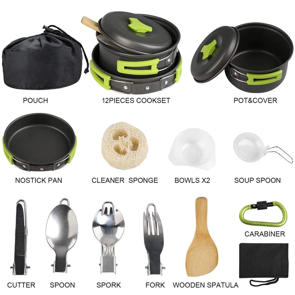15 Pcs Non Stick Camping Cookware Set A283