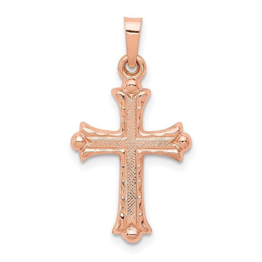 14K Rose Gold Heart Hollow Cross Pendant J57354