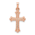 14K Rose Gold Heart Hollow Cross Pendant J57354