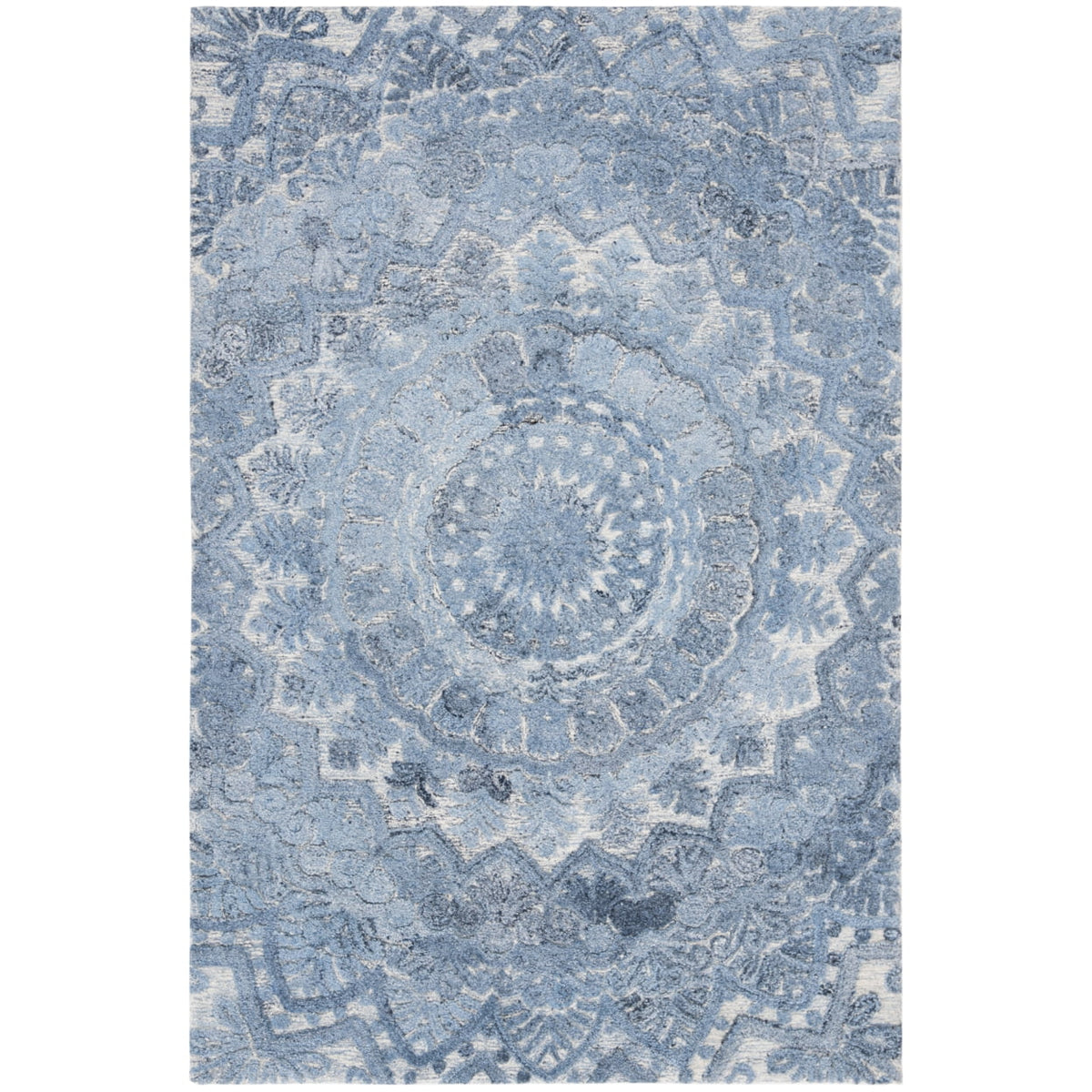 Blue / Ivory Handmade Rug Q88110