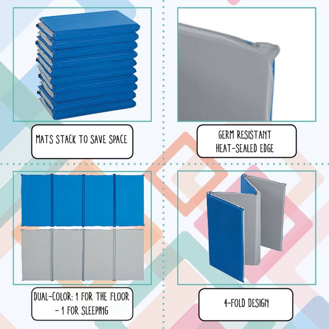Blue and Grey 5-Pack Folding Rest Mat J3225