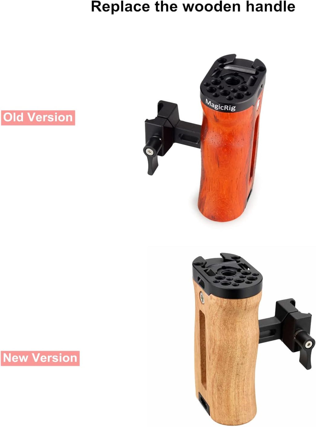 Adjustable Wooden Handle Grip with Cold Shoe Mount S6698