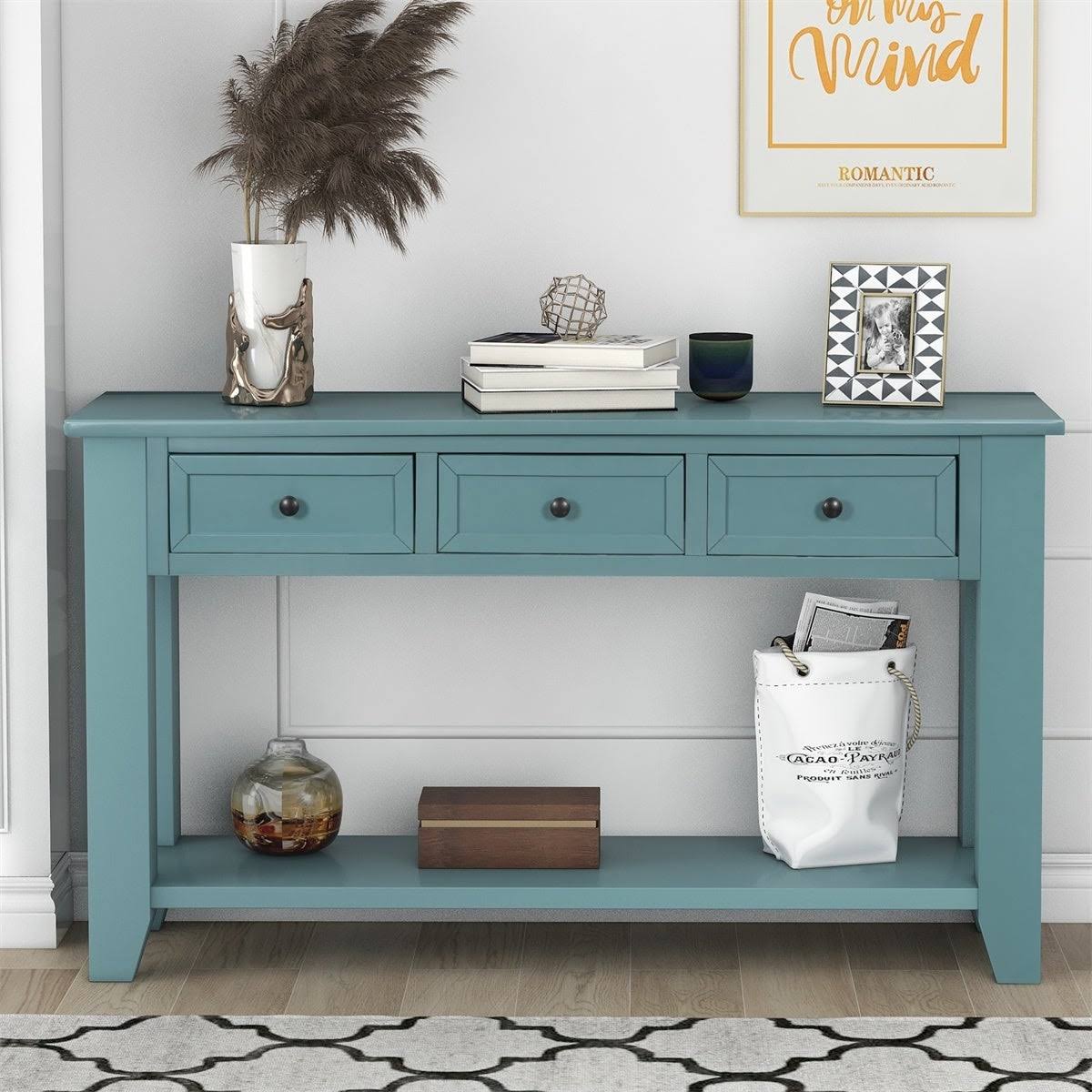 Antique Green Console Table with 3 Drawers and 1 Shelf E815236