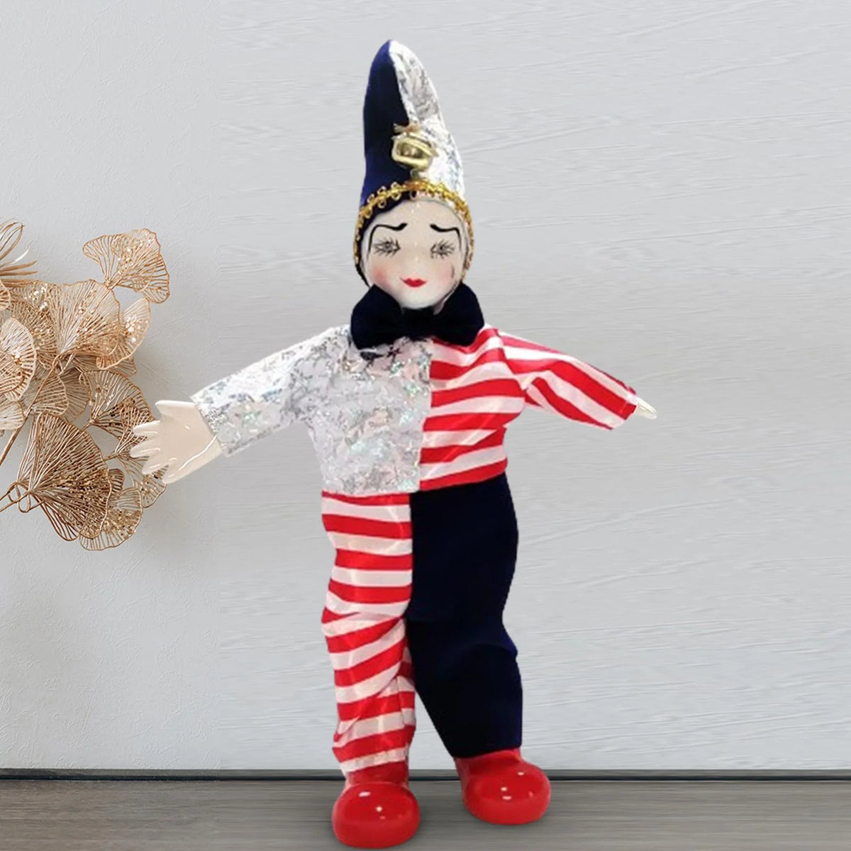 Clown Doll Harlequin Doll Antique Doll Collections Toy, 9.84'' Movable Joint Jester Doll O598322