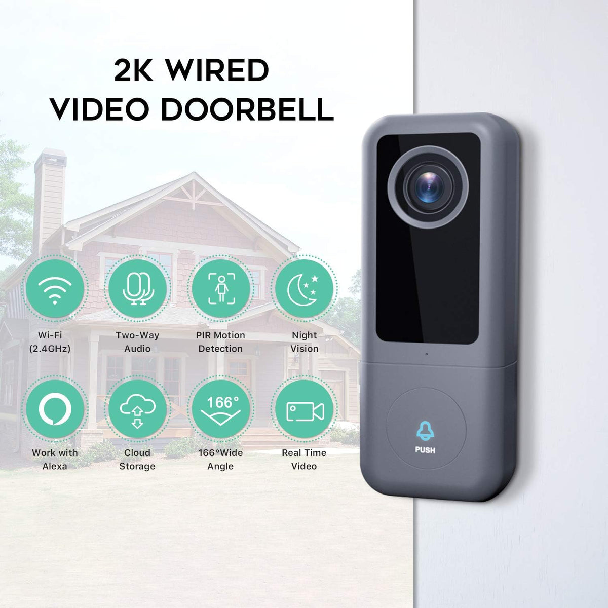 2K Video Doorbell Camera with Night Vision A316