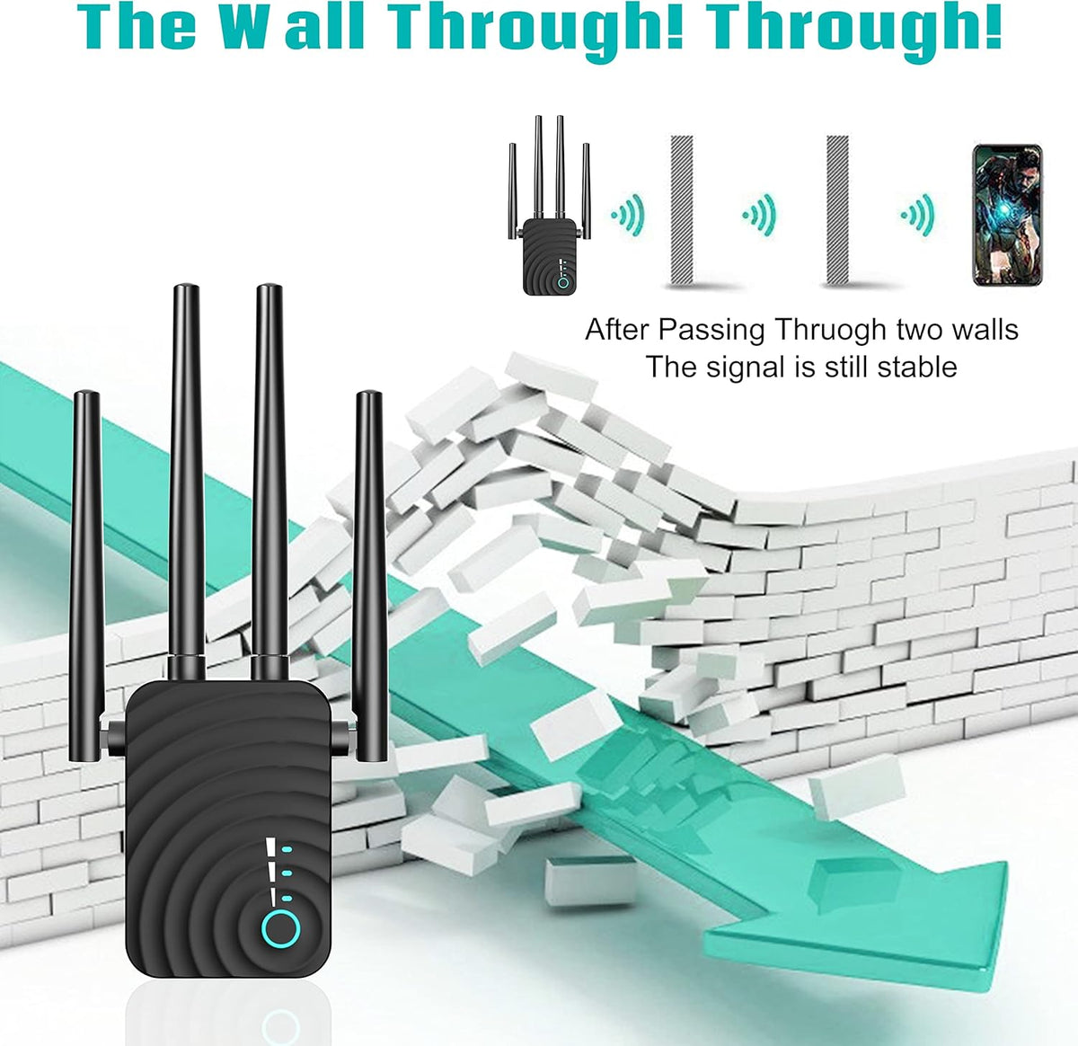 WiFi Range Extender Signal Booster, 1200Mbps Dual Band WiFi Repeater with Ethernet/LAN Port Pack of 2 T813331