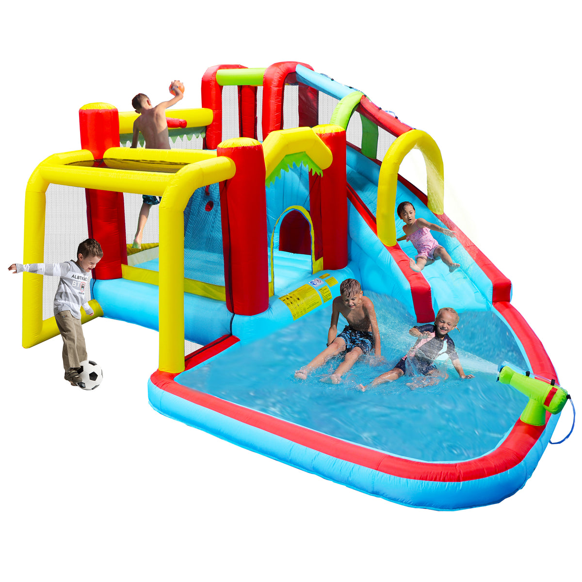 7 in 1 Inflatable Water Park Bouncer with Splash Pool L77826