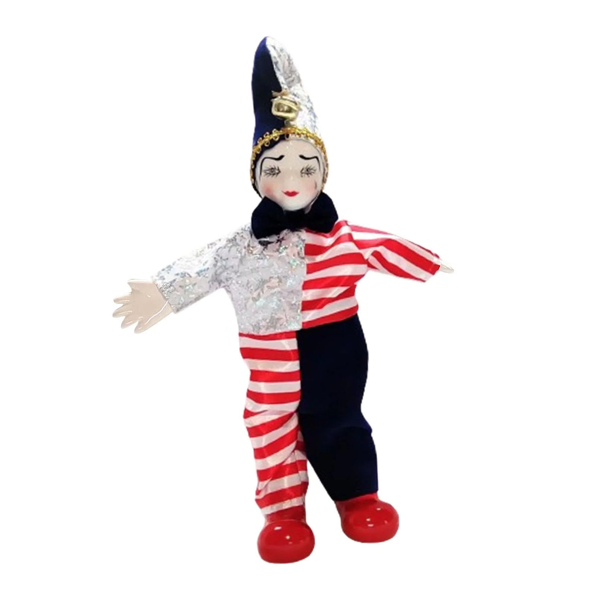 Clown Doll Harlequin Doll Antique Doll Collections Toy, 9.84'' Movable Joint Jester Doll O598322