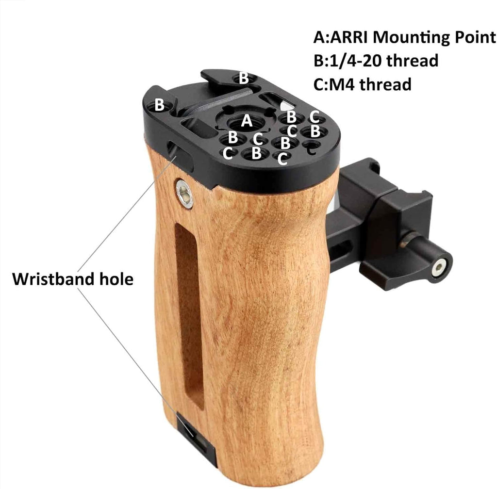Adjustable Wooden Handle Grip with Cold Shoe Mount S6698
