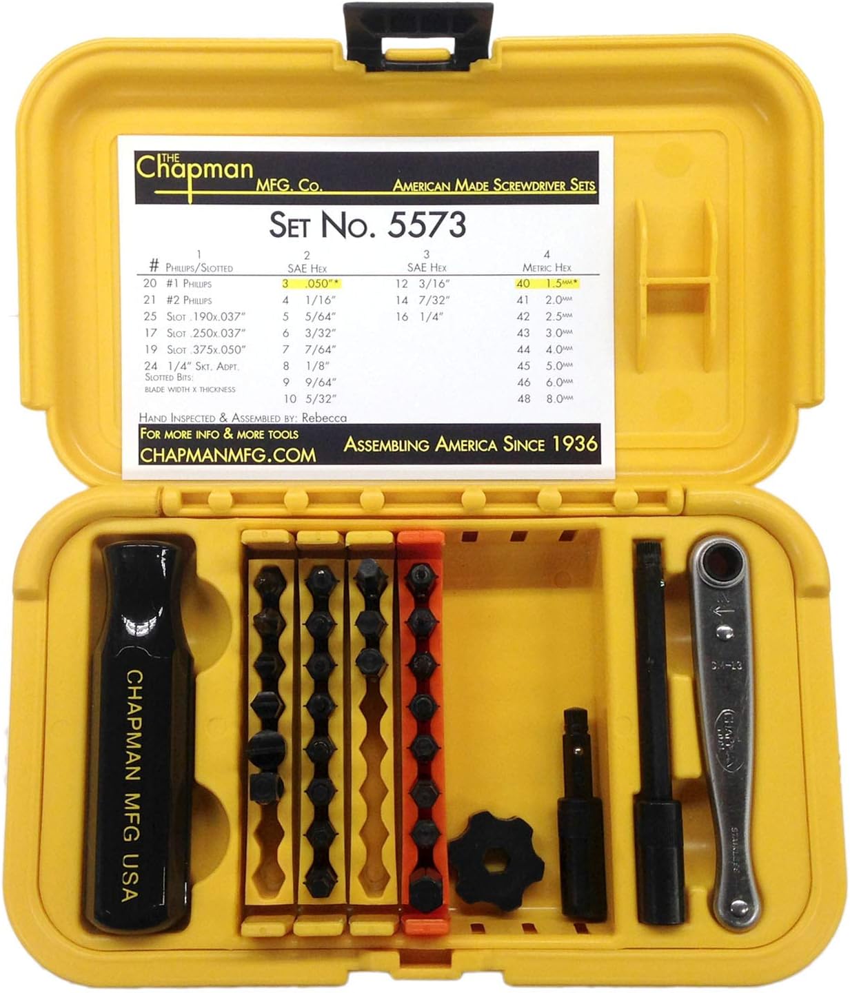 51 USA Made Insert Bits Screwdriver Set A11766