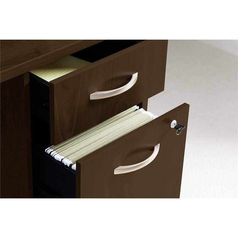 Office Desk with Mobile File Cabinet and Mid Back Executive Chair in Mocha Cher P9025