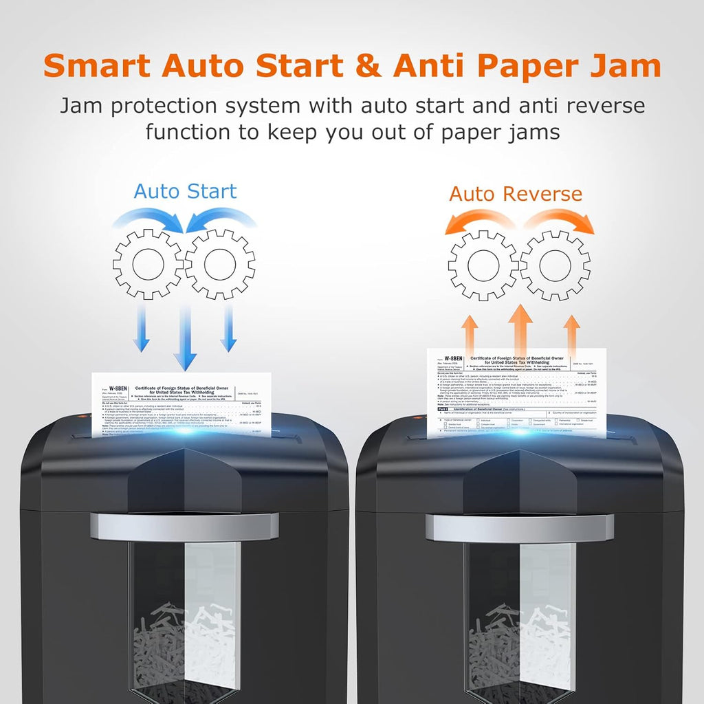 15 Sheet Cross Cut Paper Shredder with 4 Casters, 5.3 Gal Transparent Bin J377