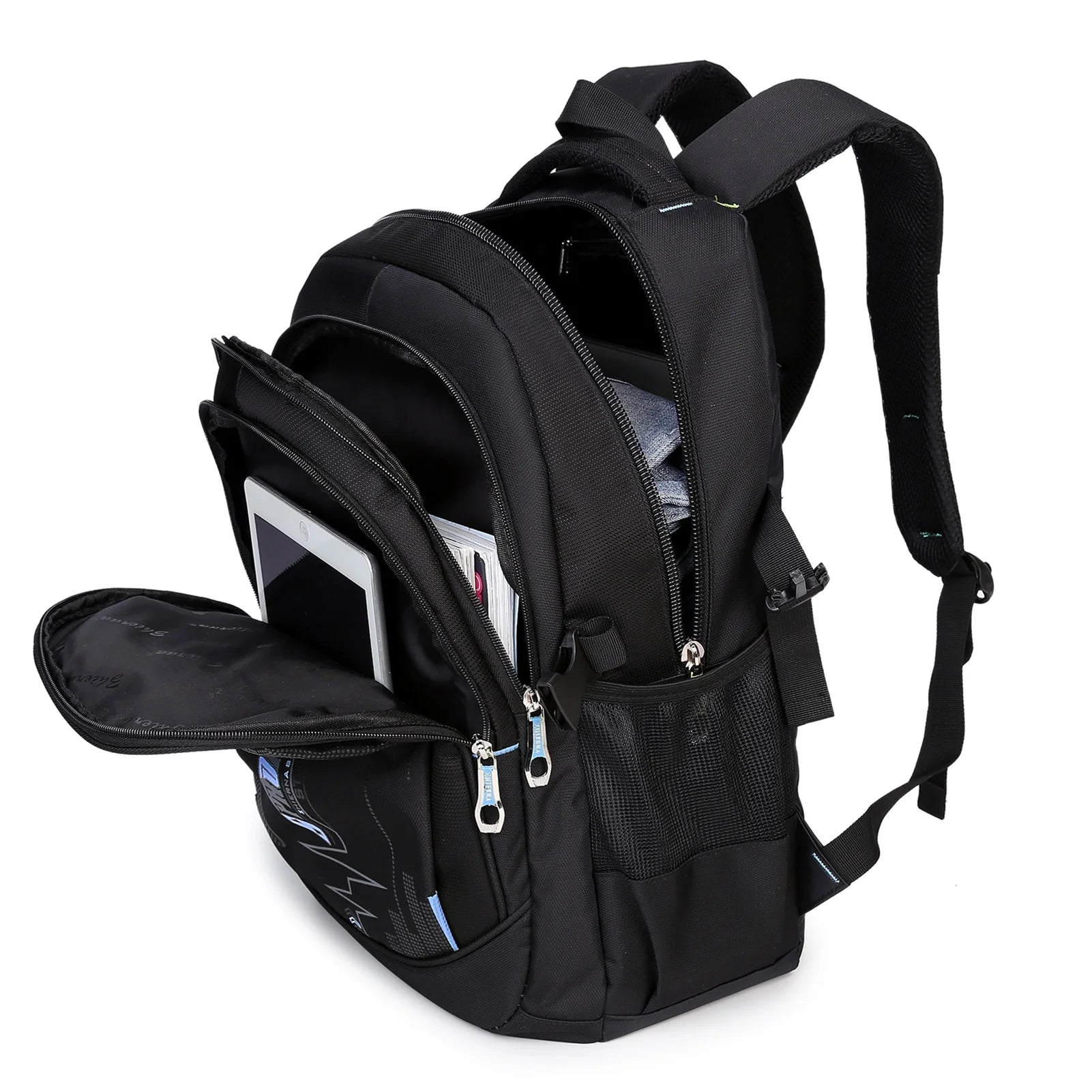 Black Blue Waterproof Lightweight Backpack C22818