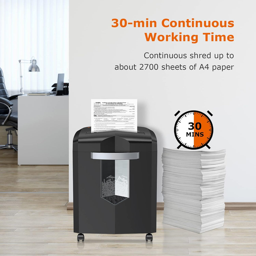 15 Sheet Cross Cut Paper Shredder with 4 Casters, 5.3 Gal Transparent Bin J377