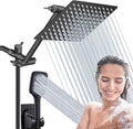 10 Inch Black Rainfall Shower Head Handheld Combo, 78 Inch Hose, Pack of 2 A213