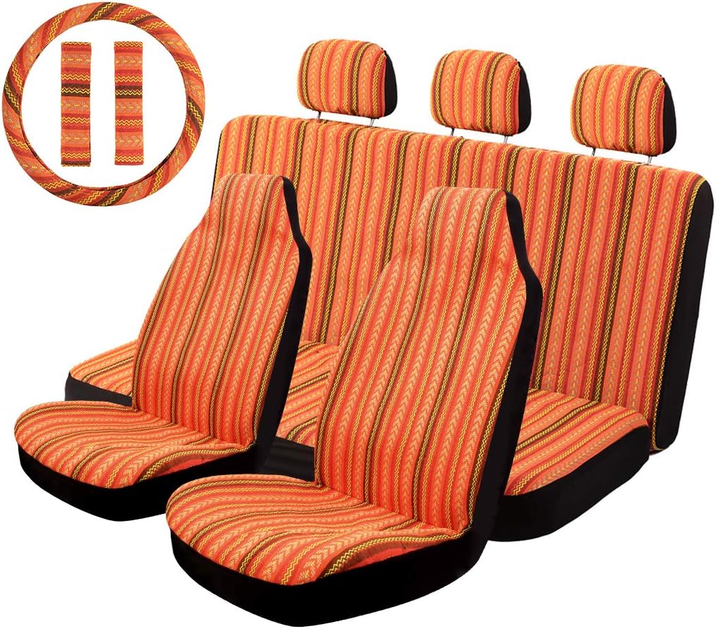 Beige Woven Seat Cover with Steering Wheel Cover R729541