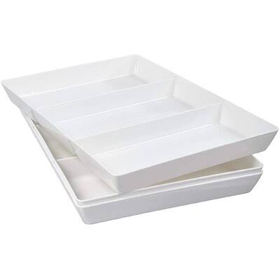 White 3-Section Plastic Serving Tray, Set of 3 N9929