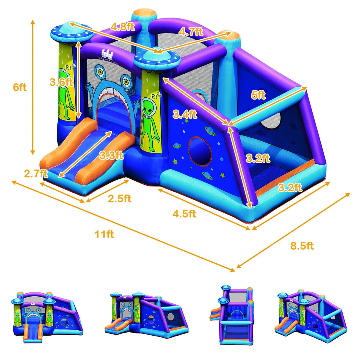 Inflatable Bouncer Kids Jump Slide Ball Pit with 480W Blower T99144