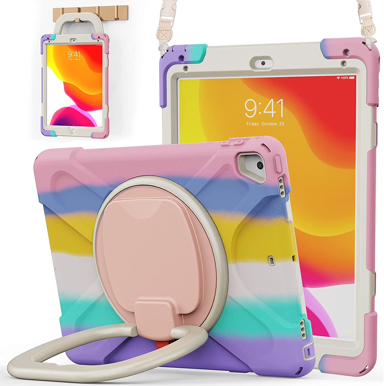 Shockproof Case with Pen Holder, Swivel Stand and Shoulder Strap H20470