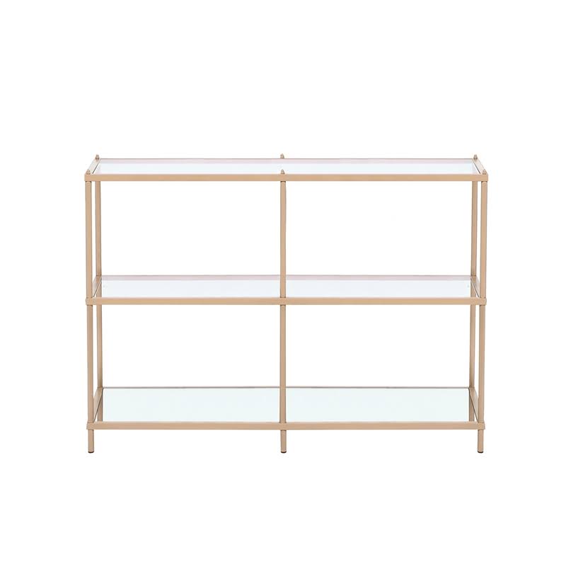Metal and Clear Glass Top Console Table in Champagne J429158