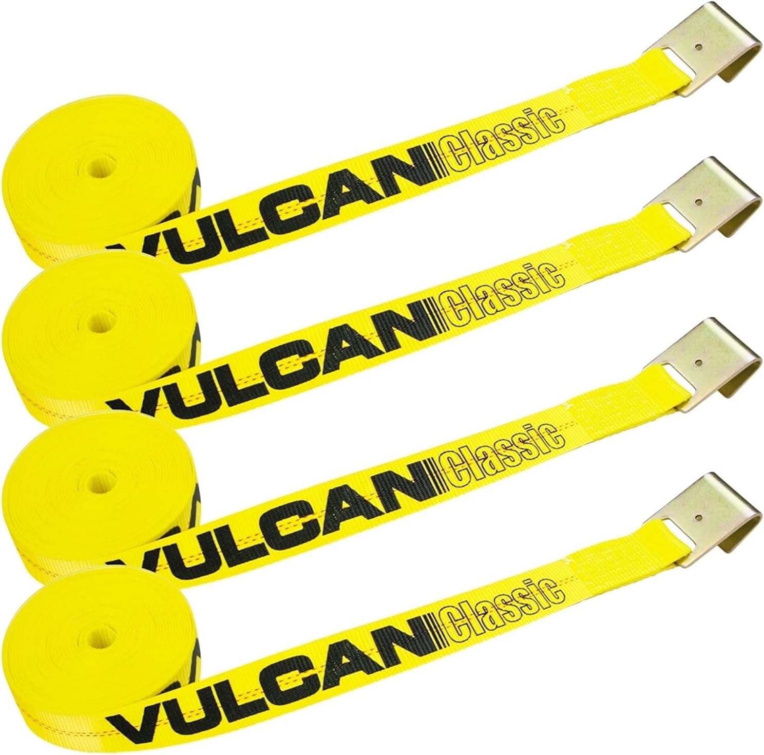4 Pack 2 Inch x 27 Foot Yellow Winch Strap with Flat Hook D24628