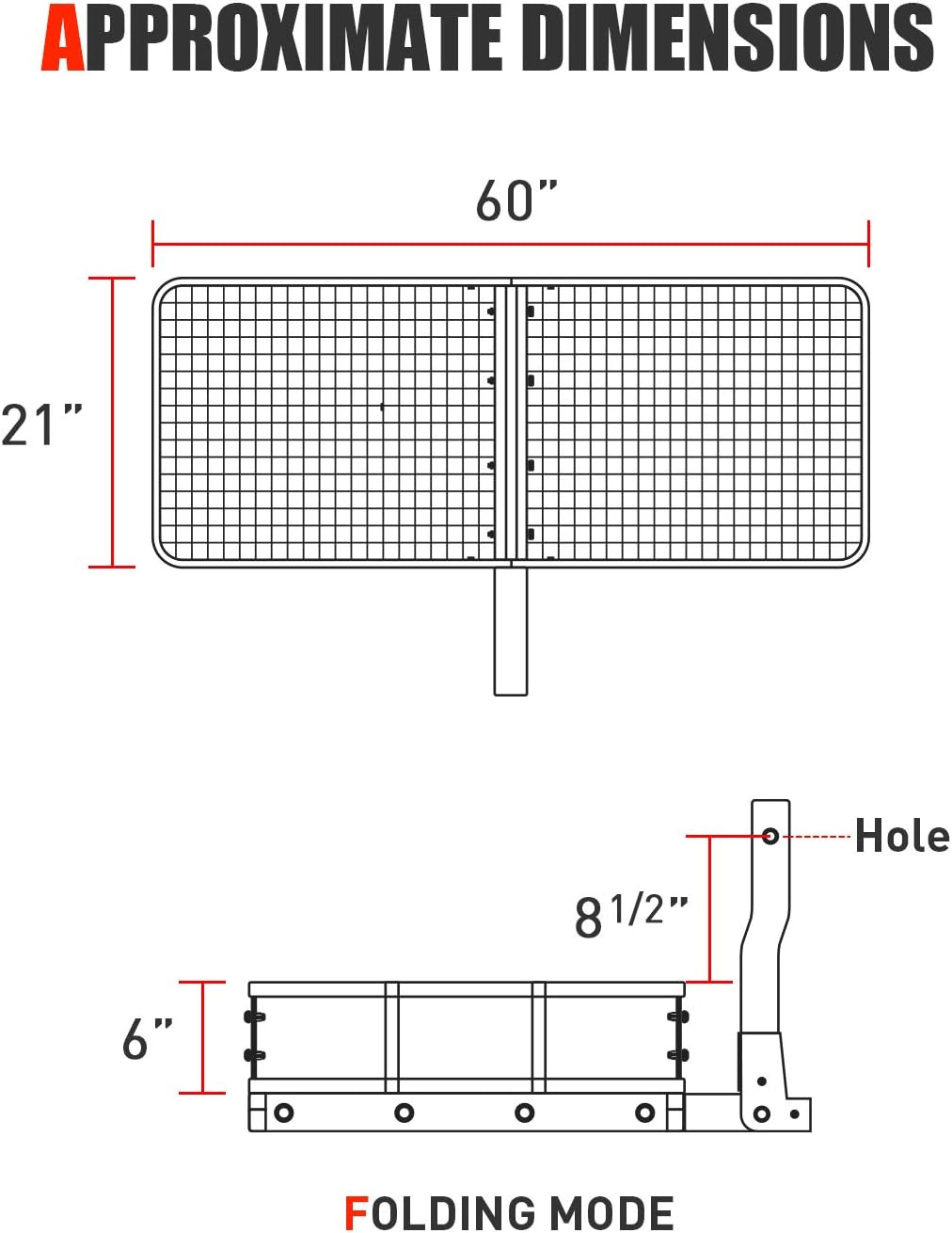 Hitch Mount Folding Cargo Carrier with Cargo Net, 500 LB Max Capacity J496565