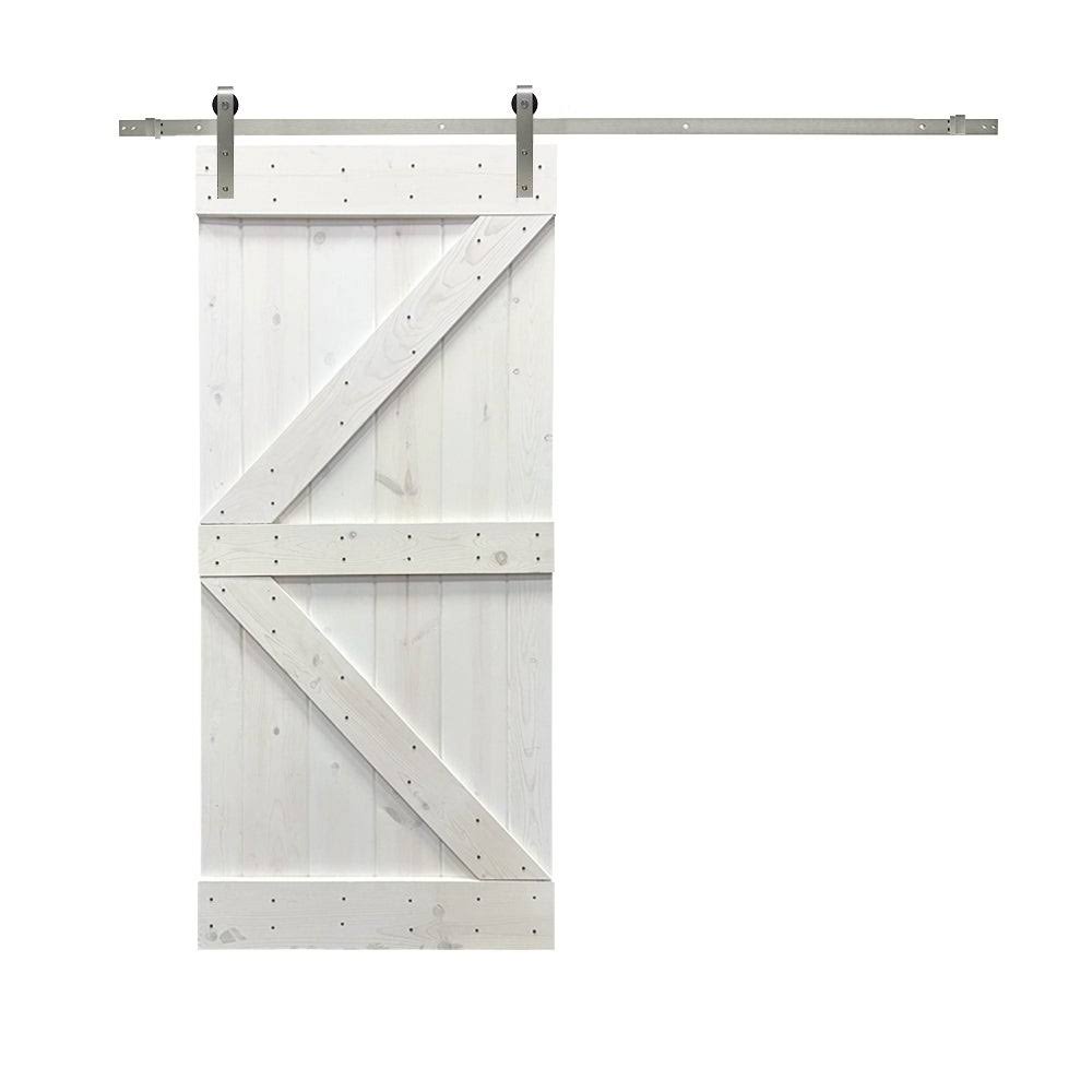 Solid Ocean Blue Stained Pine Wood Interior Sliding Barn Door with Hardware Kit J6871