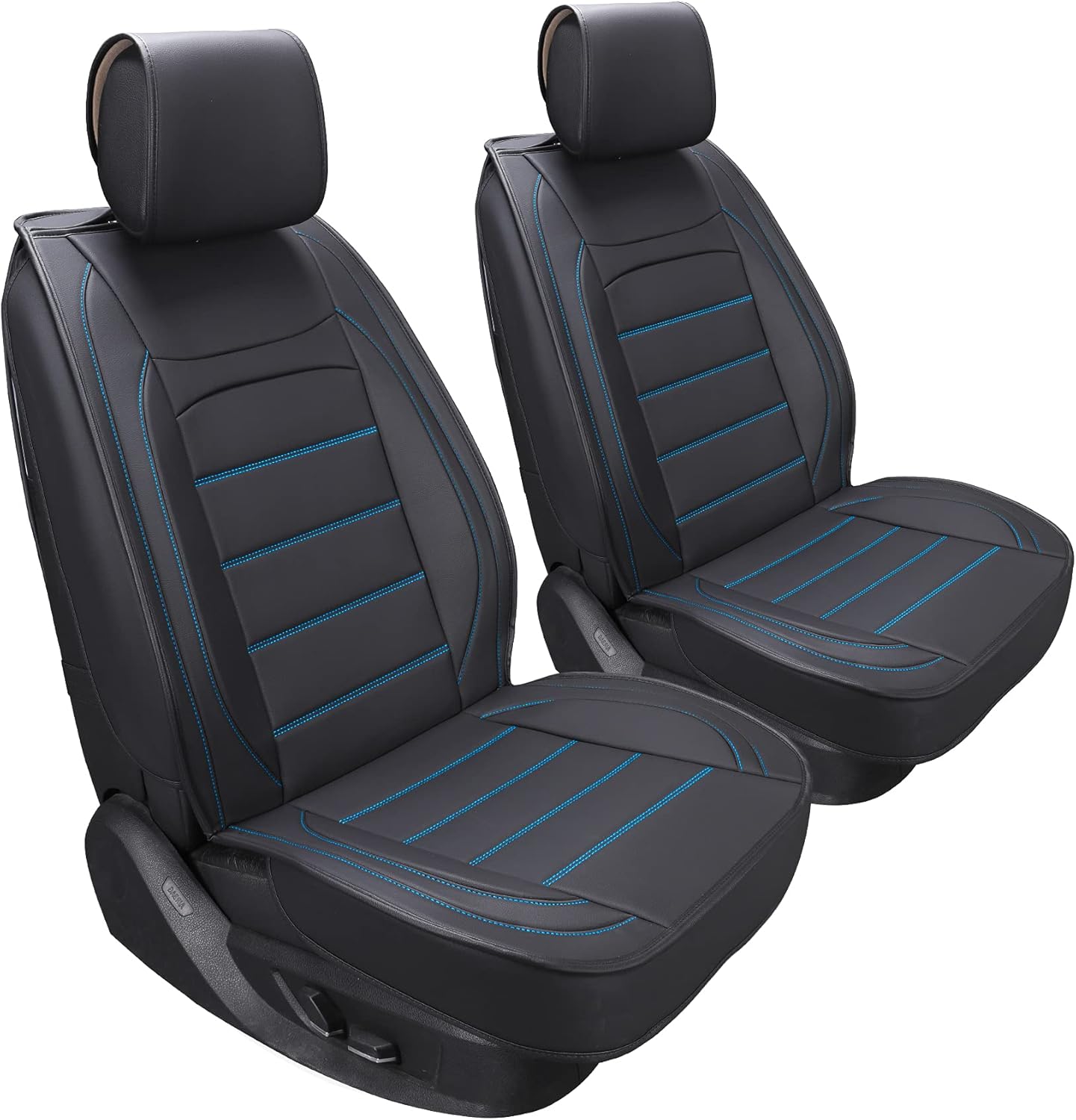 Black 2Pcs Waterproof Leatherette Car Seat Covers Y95814