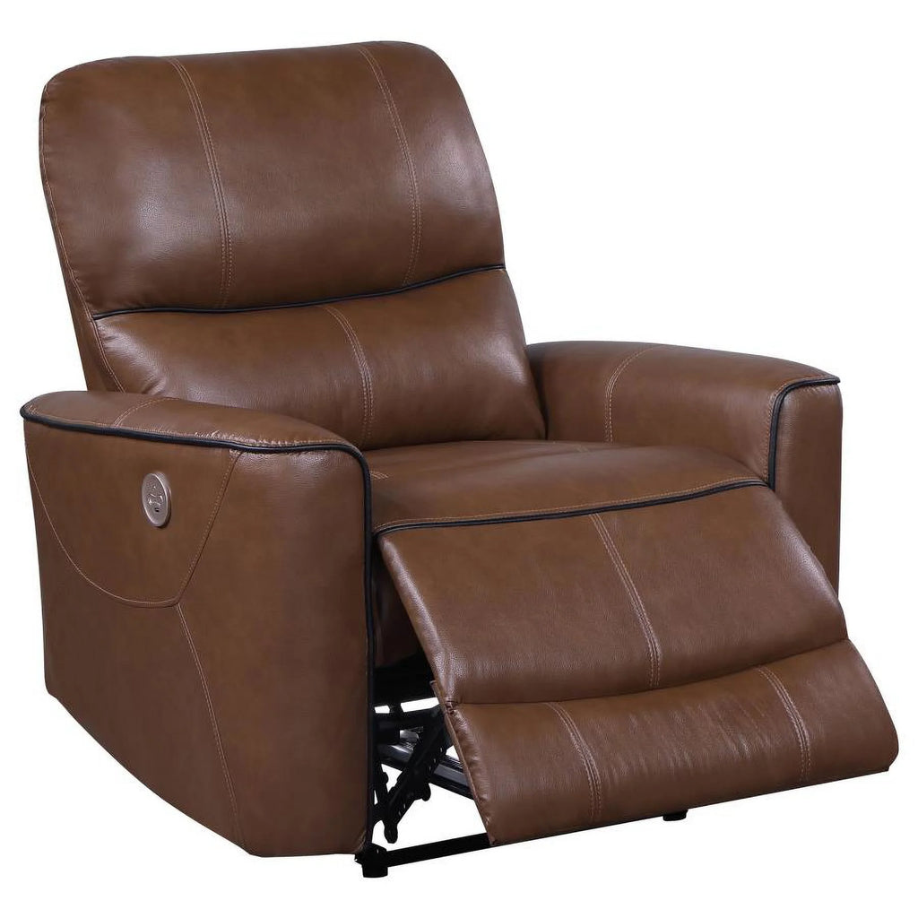 Saddle Brown Upholstered Power Recliner Chair Q647647