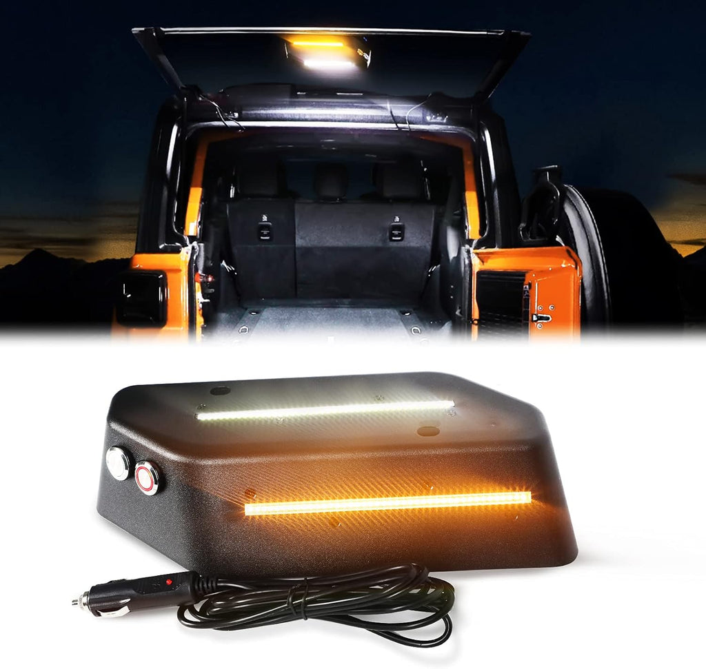 LED Trunk Rear Light Rear Glass Lift Gate Dome Light Compatible with Jeep Wrangler JL JLU 2018 2019 2020 LED Cargo Light with White light and Flash Amber Warning Light P152