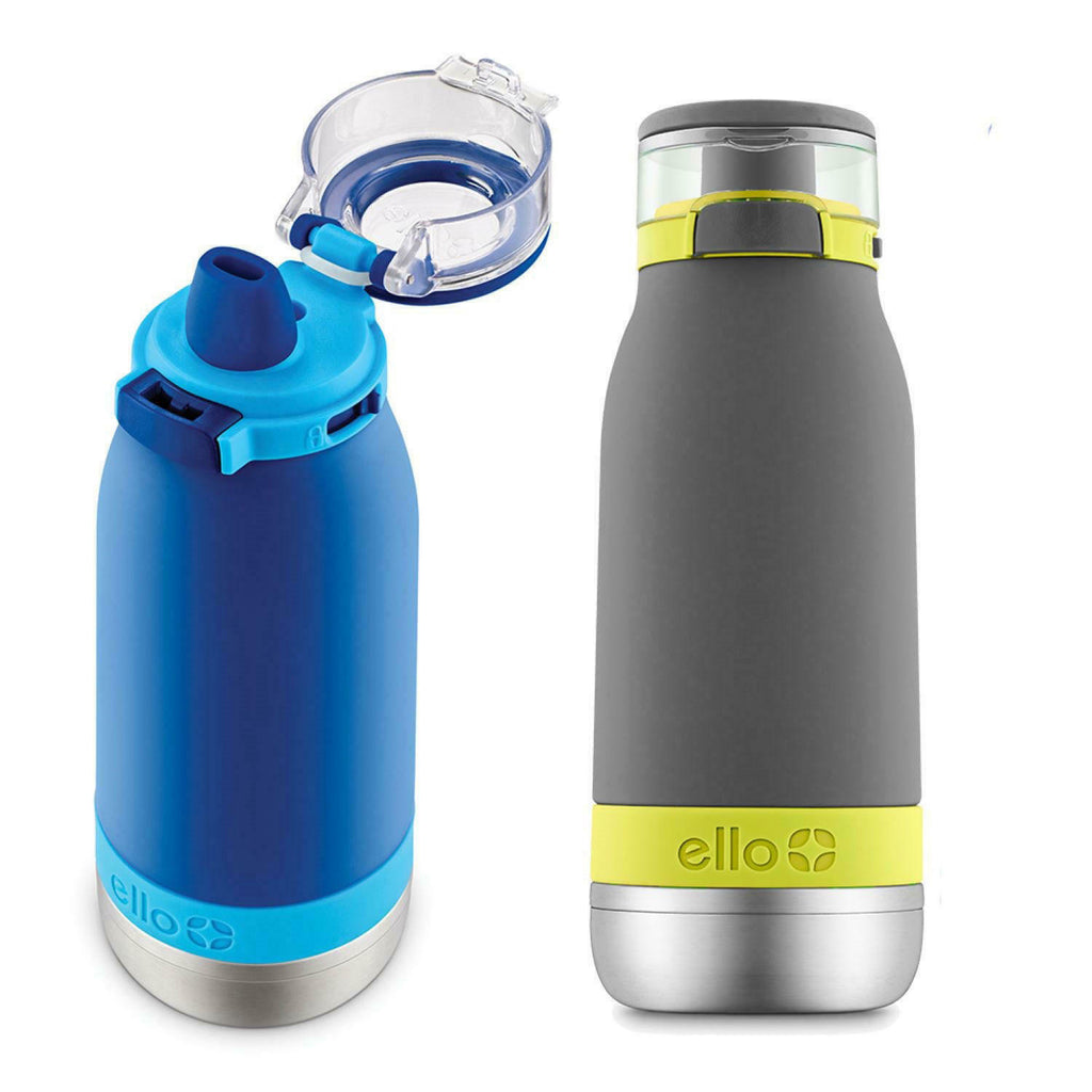 2 Pack Blue Grey 14 oz Vacuum Insulated Water Bottles E96318
