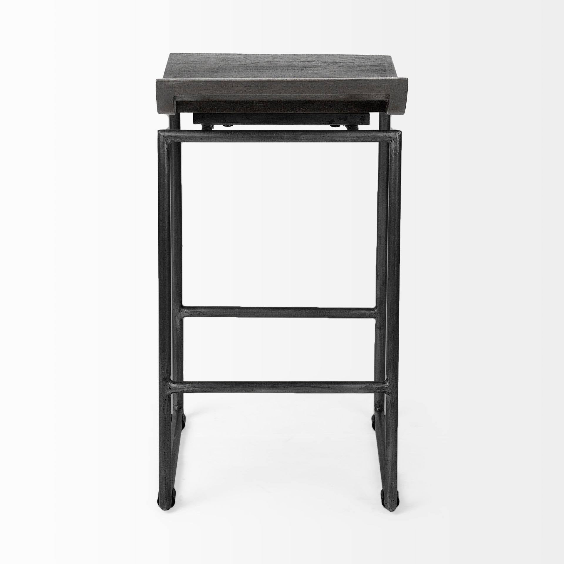 Black Wood Seat Stool D2505