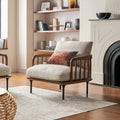 Beige Armchair with Slatted Bentwood Frame R712