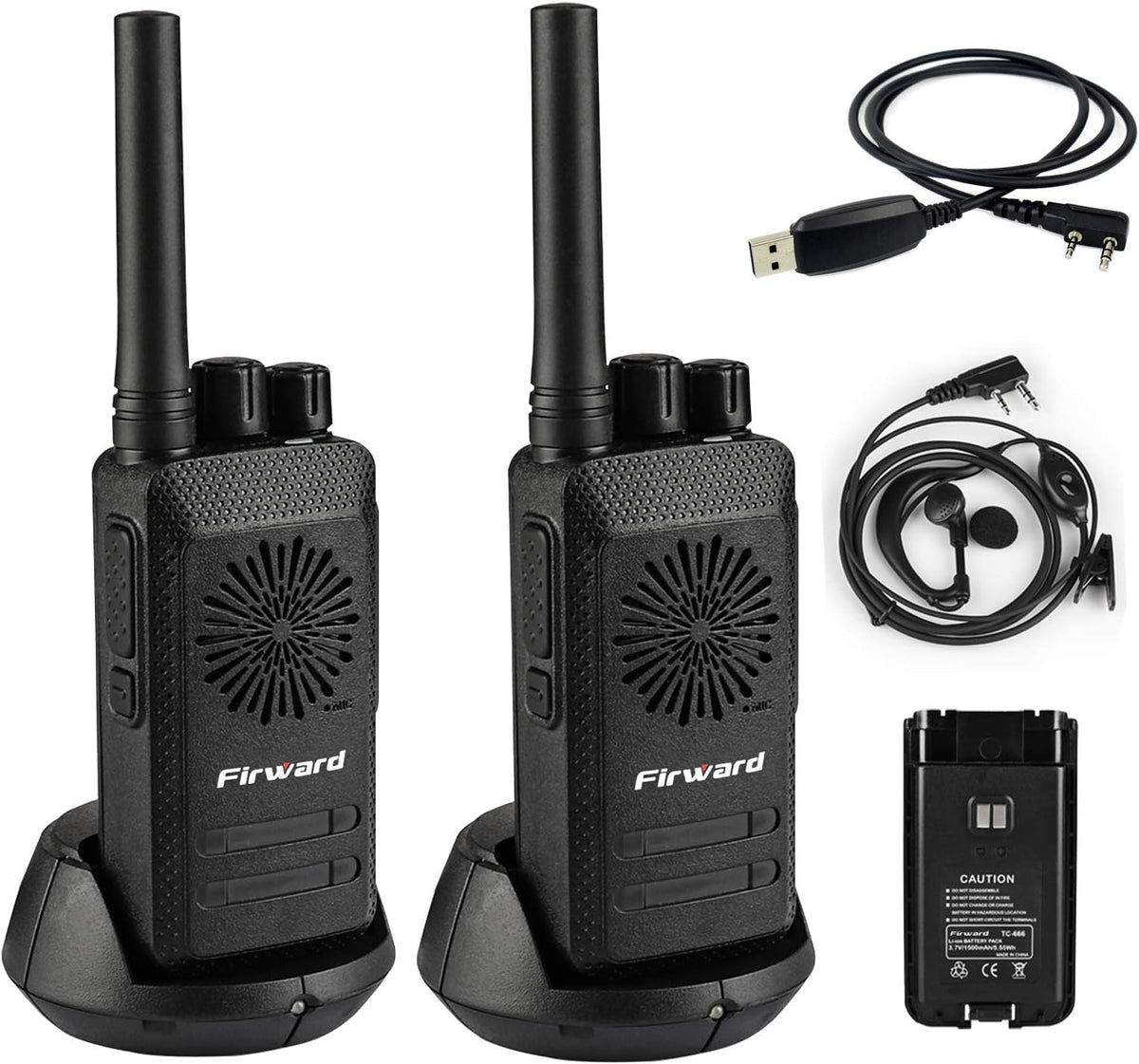 Rechargeable Walkie Talkies Two Way Radios 2 Pack with Programming Cable F942314