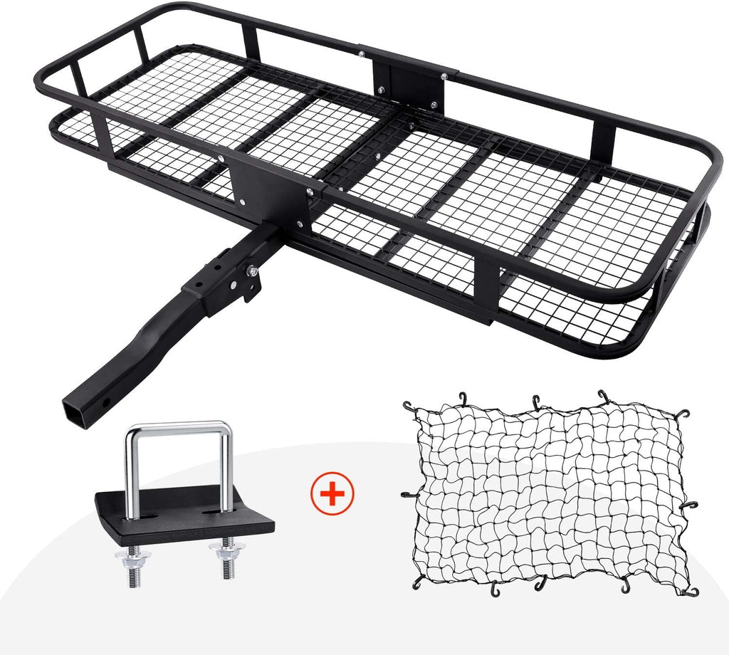 Hitch Mount Folding Cargo Carrier with Cargo Net, 500 LB Max Capacity J496565