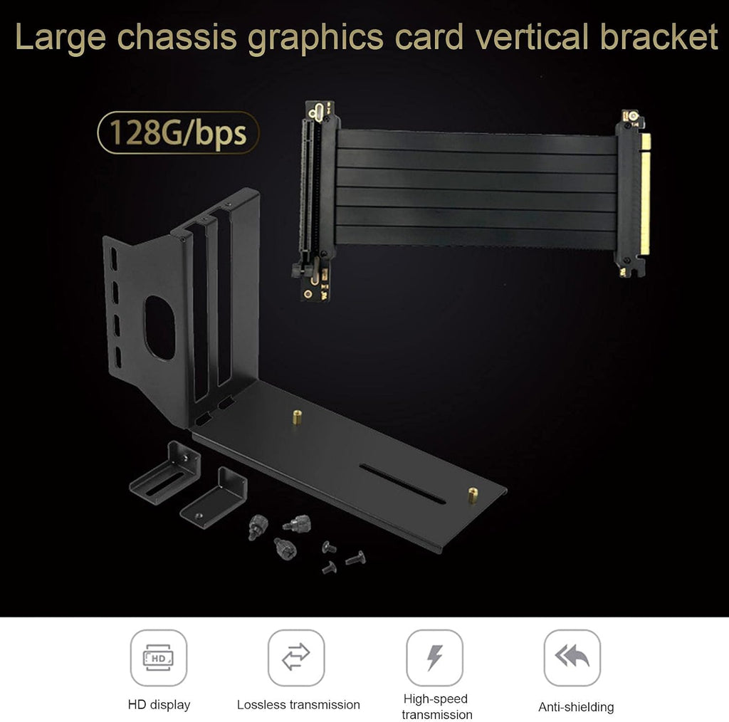 Black Vertical GPU Mount Bracket with PCI-E 3.0 x16 Extension Cable H39341