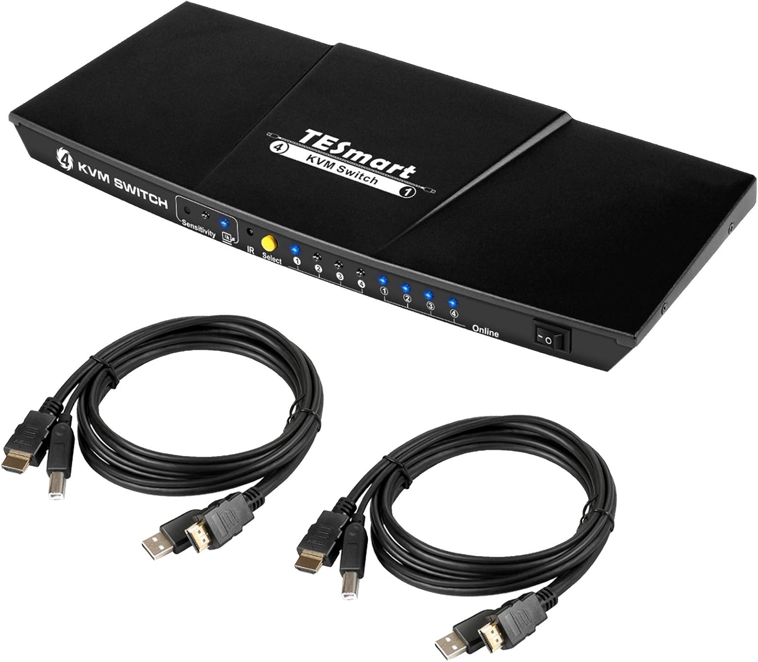 4K 4x1 KVM Switch HDMI 4 Ports with 2 Pcs 5ft KVM Cables M500
