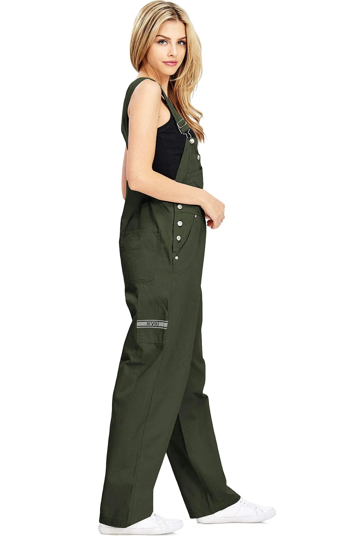Baggy Straight Leg Twill Overalls P9914