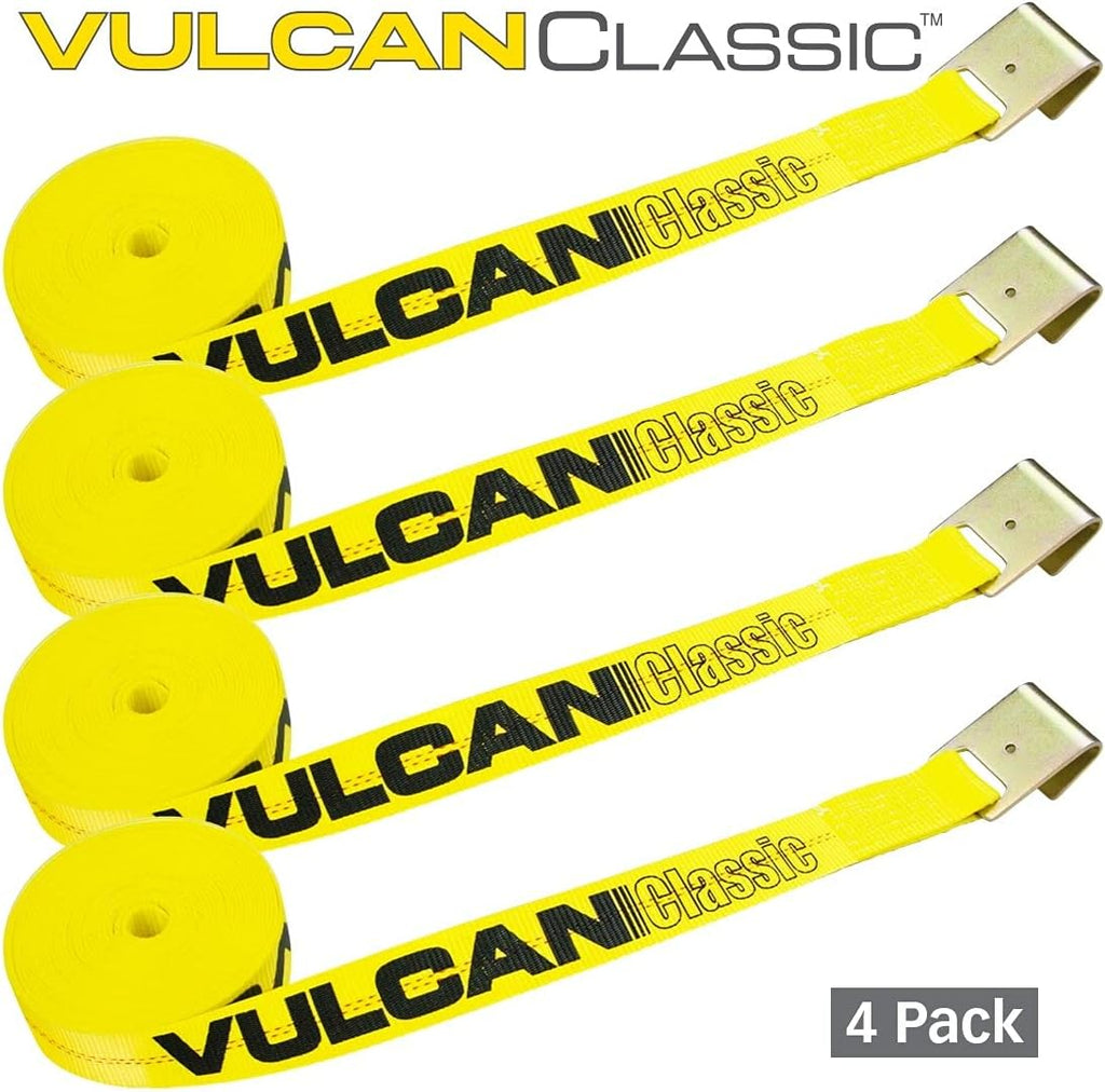 4 Pack 2 Inch x 27 Foot Yellow Winch Strap with Flat Hook D24628