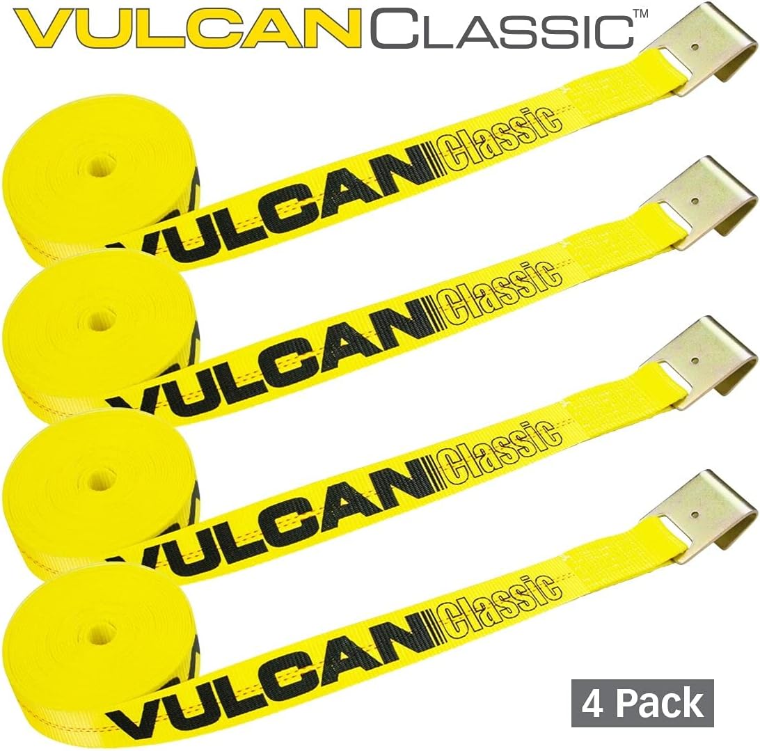 4 Pack 2 Inch x 27 Foot Yellow Winch Strap with Flat Hook D24628